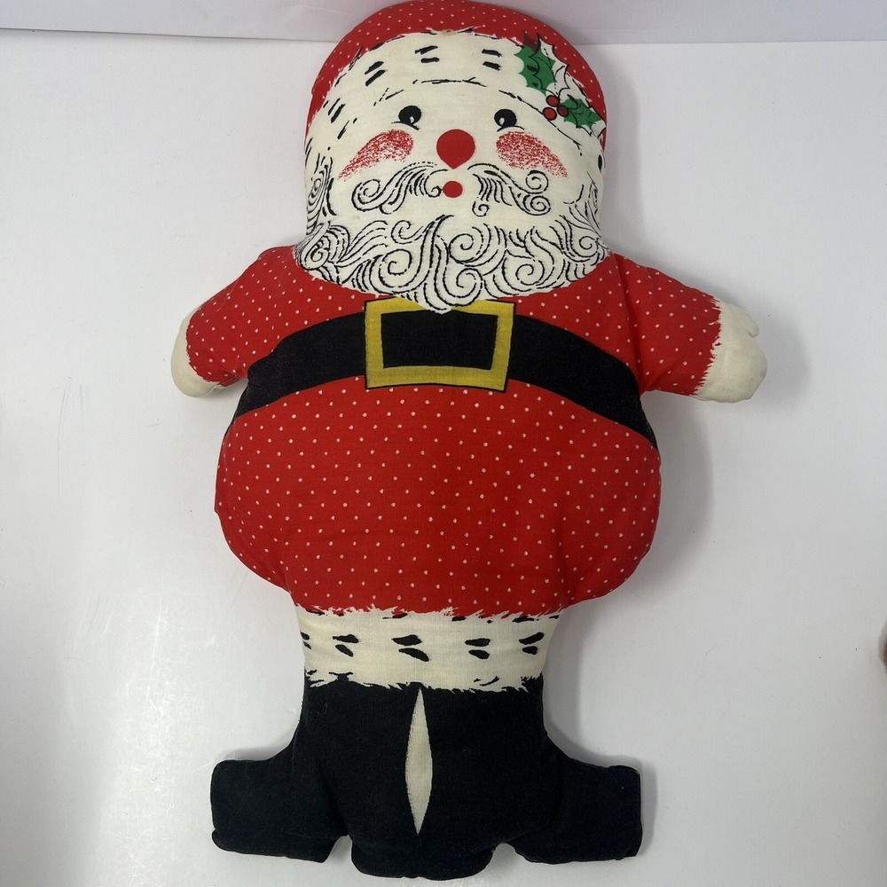 Vintage Santa Claus 18x12 inch Red White Handmade Cut n Sew Throw Pillow